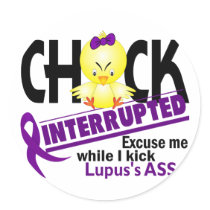 Lupus Chick Interrupted 2 Round Stickers