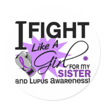 Lupus Fight Like A Girl For My Sister 11 Round Sticker