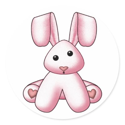 Lura's Stuffed Bunny 4 Round Sticker by LuraDee