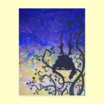 Lurking Dawn dragon silhouette fantasy art postcar postcards