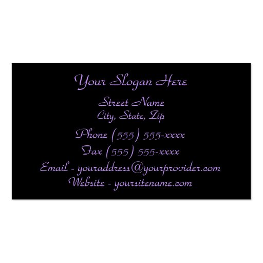 "Luscious Lavender Hydrangea" Business Cards (back side)