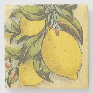 Luscious Lemons Square Stone Beverage Coaster
