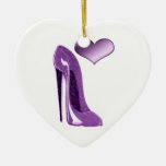 Luscious Lilac Stiletto Shoe and Heart  Ornament