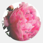 Luscious Pink Peony Custom Envelope Seals Round Sticker