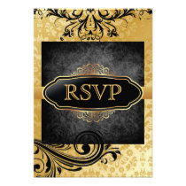 Luscious Vintage Gold Scroll Rsvp Invitations
