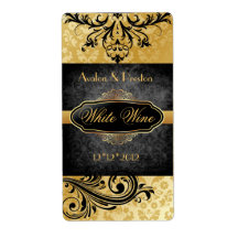 Luscious Vintage Gold Scroll Wedding Wine Label