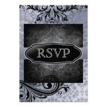 Luscious Vintage Grey Scroll Rsvp Invitations