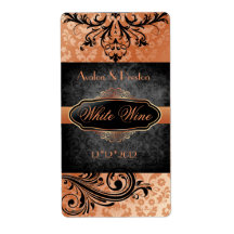 Luscious Vintage Orange Scroll Wedding Wine Label