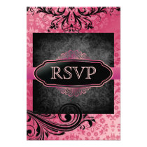 Luscious Vintage Pink Scroll Rsvp Invitations