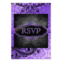 Luscious Vintage Purple Scroll Rsvp Invitations