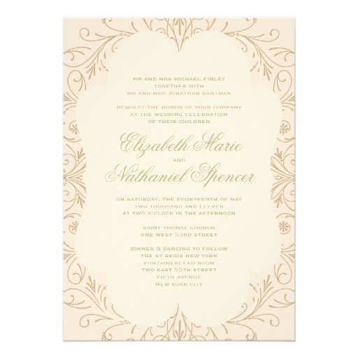Lush Flourish Wedding Invitation Blush/Gold