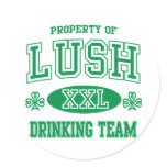 Lush Irish Drinking Team Round Sticker