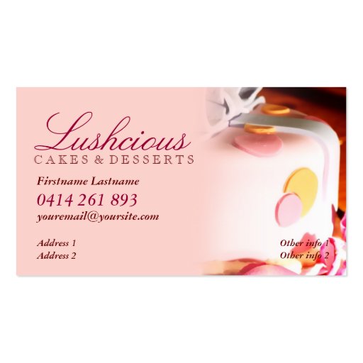Lushcious Cake Business Cards (front side)