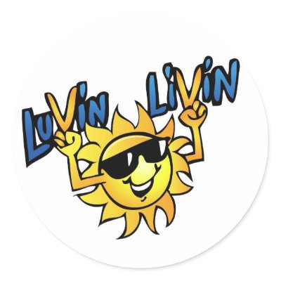 Luvin Livin Sun Graphic Round Sticker by AntWare