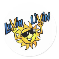 Luvin Livin Sun Graphic Round Sticker by AntWare Luvin Livin Sun Graphic Round Sticker