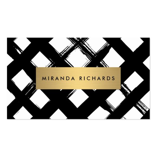 Luxe Bold Brushstrokes with Gold Bar Business Card (front side)