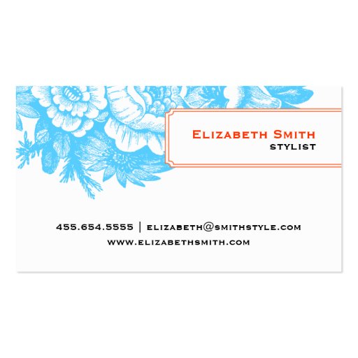 Luxe Floral Blue Business Card (back side)