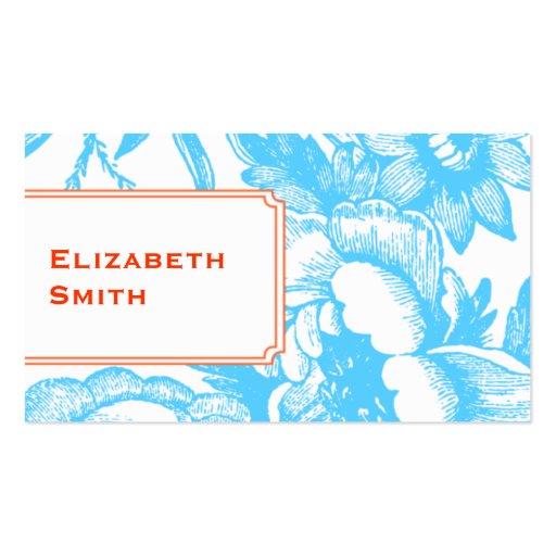 Luxe Floral Blue Business Card (front side)