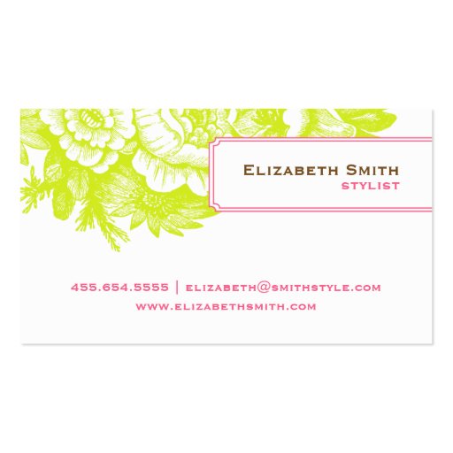 Luxe Floral Green Business Card (back side)