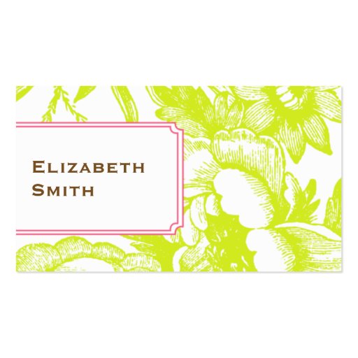 Luxe Floral Green Business Card (front side)