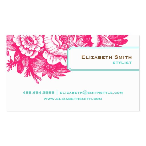 Luxe Floral Pink Business Card (back side)