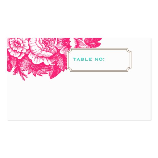 Luxe Floral Wedding Escort Card in Pink & Blue Business Card Template (front side)
