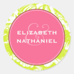 Luxe Floral Wedding Sticker in Green & Pink