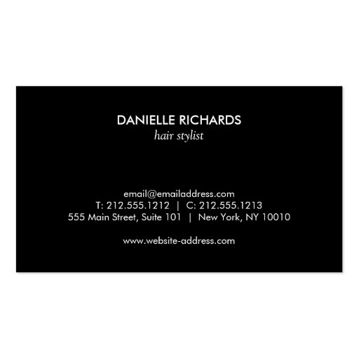 Luxe Glamour Black and Gold Business Card (back side)