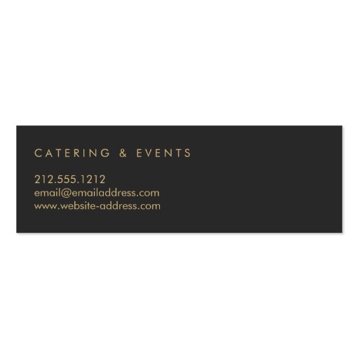 Luxe Gold and Black Catering, Restaurant Thin Business Cards (back side)