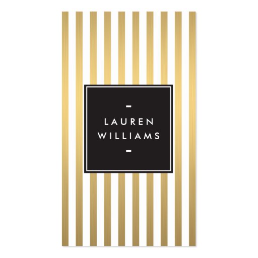 Luxe Gold Stripes Boutique, Fashion, Beauty Business Cards (front side)