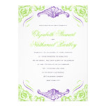 Luxe Scrolls Wedding Invitation Purple Green