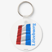 Luxembourg Waving Flag with Name in Luxembourgian keychains