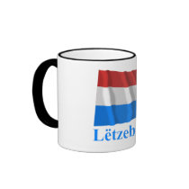 Luxembourg Waving Flag with Name in Luxembourgian mugs