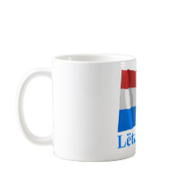 Luxembourg Waving Flag with Name in Luxembourgian mugs