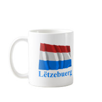 Luxembourg Waving Flag with Name in Luxembourgian mugs