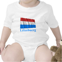 Luxembourg Waving Flag with Name in Luxembourgian t-shirts