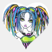 luxie, rainbow, cyber, goth, pop, glitter, fantasy, art, tattoos, leg, warmers, hula, hoop, preforming, cute, hair, falls, goggles, myka, jelina, big, eyed, faeries, Klistermærke med brugerdefineret grafisk design