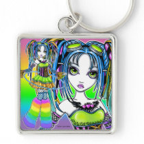 "Luxie" Rainbow Cyber Goth Hula Hoop Fae Keychain keychains