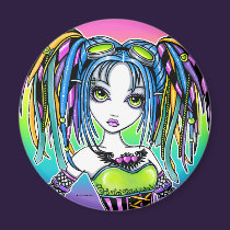 "Luxie" Rainbow Cyber Goth Hula Hoop Fae Magnet magnets
