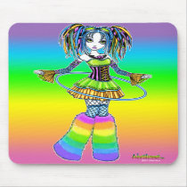"Luxie" Rainbow Cyber Goth Hula Hoop Fae Mousepad mousepads