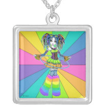 "Luxie" Rainbow Cyber Goth Hula Hoop Fae Necklace necklaces