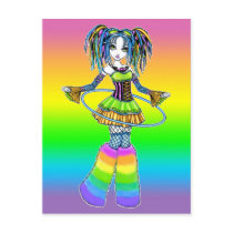 "Luxie" Rainbow Cyber Goth Hula Hoop Fae Postcard postcards
