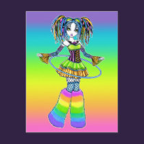 "Luxie" Rainbow Cyber Goth Hula Hoop Fae Postcard postcards