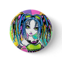 "Luxie" Rainbow Cyber Gothic Fairy Button buttons