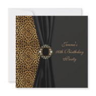 Luxurious Leopard Classy Black Sweet Sixteen Party invitation