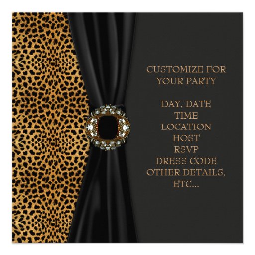 Luxurious Leopard Classy Black Sweet Sixteen Party Invitations