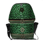 Luxurious Lucky Leopard in Celtic Kelly Green Bag rickshaw messenger bags