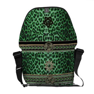 Luxurious Lucky Leopard in Celtic Kelly Green Bag rickshawmessengerbag
