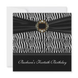 Luxurious Zebra Jewel Womans 40th Birthday Party Personalized Invitations