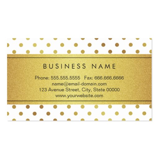 Luxury Black and Gold Glitter Polka Dots Business Cards (back side)